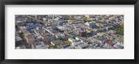 Framed Aerial view of colorful houses near Washington Square and Columbus Avenue, San Francisco, California, USA