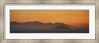 Framed Mountain range at dusk, San Gabriel Mountains, Los Angeles, California, USA