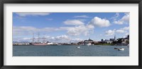 Framed Boats in the bay, Transamerica Pyramid, Coit Tower, Marina Park, Bay Bridge, San Francisco, California, USA