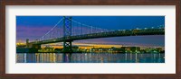 Framed Suspension bridge across a river, Ben Franklin Bridge, River Delaware, Philadelphia, Pennsylvania, USA