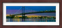 Framed Suspension bridge across a river, Ben Franklin Bridge, River Delaware, Philadelphia, Pennsylvania, USA
