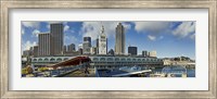 Framed Ferry terminal with skyline at port, Ferry Building, The Embarcadero, San Francisco, California, USA 2011