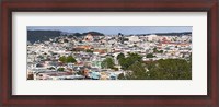 Framed High angle view of colorful houses in a city, Richmond District, Laurel Heights, San Francisco, California, USA