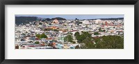 Framed High angle view of colorful houses in a city, Richmond District, Laurel Heights, San Francisco, California, USA