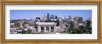 Framed Union Station with city skyline in background, Kansas City, Missouri, USA