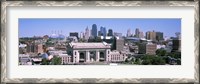 Framed Union Station with city skyline in background, Kansas City, Missouri, USA