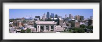 Framed Union Station with city skyline in background, Kansas City, Missouri, USA