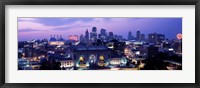 Framed Union Station at sunset with city skyline in background, Kansas City, Missouri