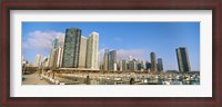 Framed Columbia Yacht Club with buildings in the background, Lake Point Tower, Chicago, Cook County, Illinois, USA