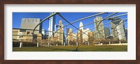 Framed Jay Pritzker Pavilion with city skyline in the background, Millennium Park, Chicago, Cook County, Illinois, USA