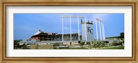 Framed Baseball stadium in a city, Kauffman Stadium, Kansas City, Missouri