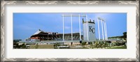 Framed Baseball stadium in a city, Kauffman Stadium, Kansas City, Missouri