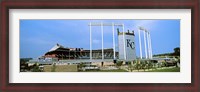 Framed Baseball stadium in a city, Kauffman Stadium, Kansas City, Missouri