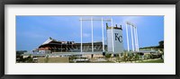 Framed Baseball stadium in a city, Kauffman Stadium, Kansas City, Missouri