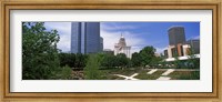 Framed Botanical garden with skyscrapers in the background, Myriad Botanical Gardens, Oklahoma City, Oklahoma, USA