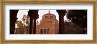 Framed Powell Library at an university campus, University of California, Los Angeles, California, USA