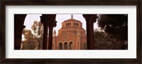 Framed Powell Library at an university campus, University of California, Los Angeles, California, USA