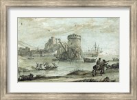 Framed Figures in a Landscape before a Harbor
