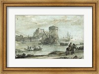 Framed Figures in a Landscape before a Harbor