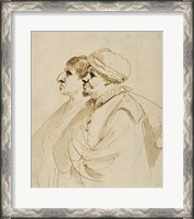 Framed Caricature of Two Men Seen in Profile