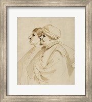 Framed Caricature of Two Men Seen in Profile