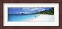 Framed Tourists on the beach, Trunk Bay, St. John, US Virgin Islands