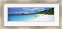 Framed Tourists on the beach, Trunk Bay, St. John, US Virgin Islands
