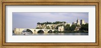 Framed Castle at the waterfront, Pont Saint-Benezet, Palais des Papes, Avignon, Vaucluse, France