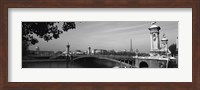 Framed Pont Alexandre III, Seine River, Paris, Ile-de-France, France (black and white)