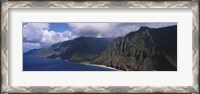 Framed Aerial view of the coast, Na Pali Coast, Kauai, Hawaii, USA