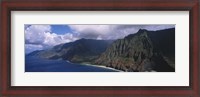 Framed Aerial view of the coast, Na Pali Coast, Kauai, Hawaii, USA
