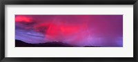 Framed Sunset With Lightning And Rainbow Four Peaks Mountain AZ