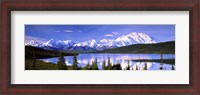 Framed Snow Covered Mountains, Mountain Range, Wonder Lake, Denali National Park, Alaska, USA