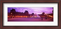 Framed Famous Museum, Sunset, Lit Up At Night, Louvre, Paris, France