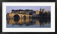 Framed Reflection of a palace on water, Pont Saint-Benezet, Palais Des Papes, Avignon, Provence, France