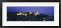 Framed Palace lit up at dusk, Alhambra, Granada, Andalusia, Spain