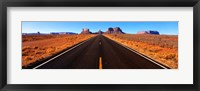 Framed Empty Road, Clouds, Blue Sky, Monument Valley, Utah, USA,