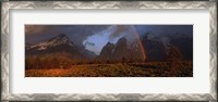 Framed Sunrise & rainbow Grand Teton National Park WY USA