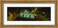 Framed High angle view of a monument lit up at night, Puerta De Alcala, Plaza De La Independencia, Madrid, Spain