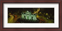 Framed High angle view of a monument lit up at night, Puerta De Alcala, Plaza De La Independencia, Madrid, Spain