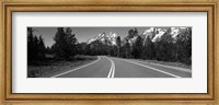 Framed Road Winding Through Teton Range, Grand Teton National Park, Wyoming, USA
