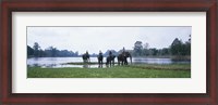 Framed Siem Reap River & Elephants Angkor Vat Cambodia
