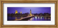 Framed Big Ben Lit Up At Dusk, Houses Of Parliament, London, England, United Kingdom