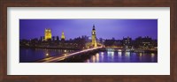 Framed Big Ben Lit Up At Dusk, Houses Of Parliament, London, England, United Kingdom