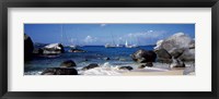 Framed Sailboats in the sea, The Baths, Virgin Gorda, British Virgin Islands