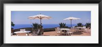 Framed Patio umbrellas in a cafe, Positano, Amalfi Coast, Salerno, Campania, Italy