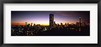 Framed Buildings in a city lit up at night, Johannesburg, South Africa