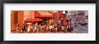 Framed Tourists at a sidewalk cafe, Paris, France