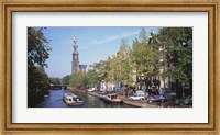Framed Church along a channel in Amsterdam Netherlands