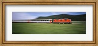 Framed Train moving on a railroad track